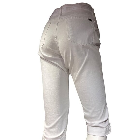 nwt white spandex poly viscose blend capri button fly 5 pocket jeans - Picture 5 of 5